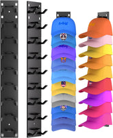 2 Pack Hat Organizer for Baseball Caps, Strong Adhesive Hat Rack for Wall, Multilayer Hat Storage Display Holder, Wall Mounted Hat Hooks Hold up to 18 Hats for Closet Door and Bedroom (Black)